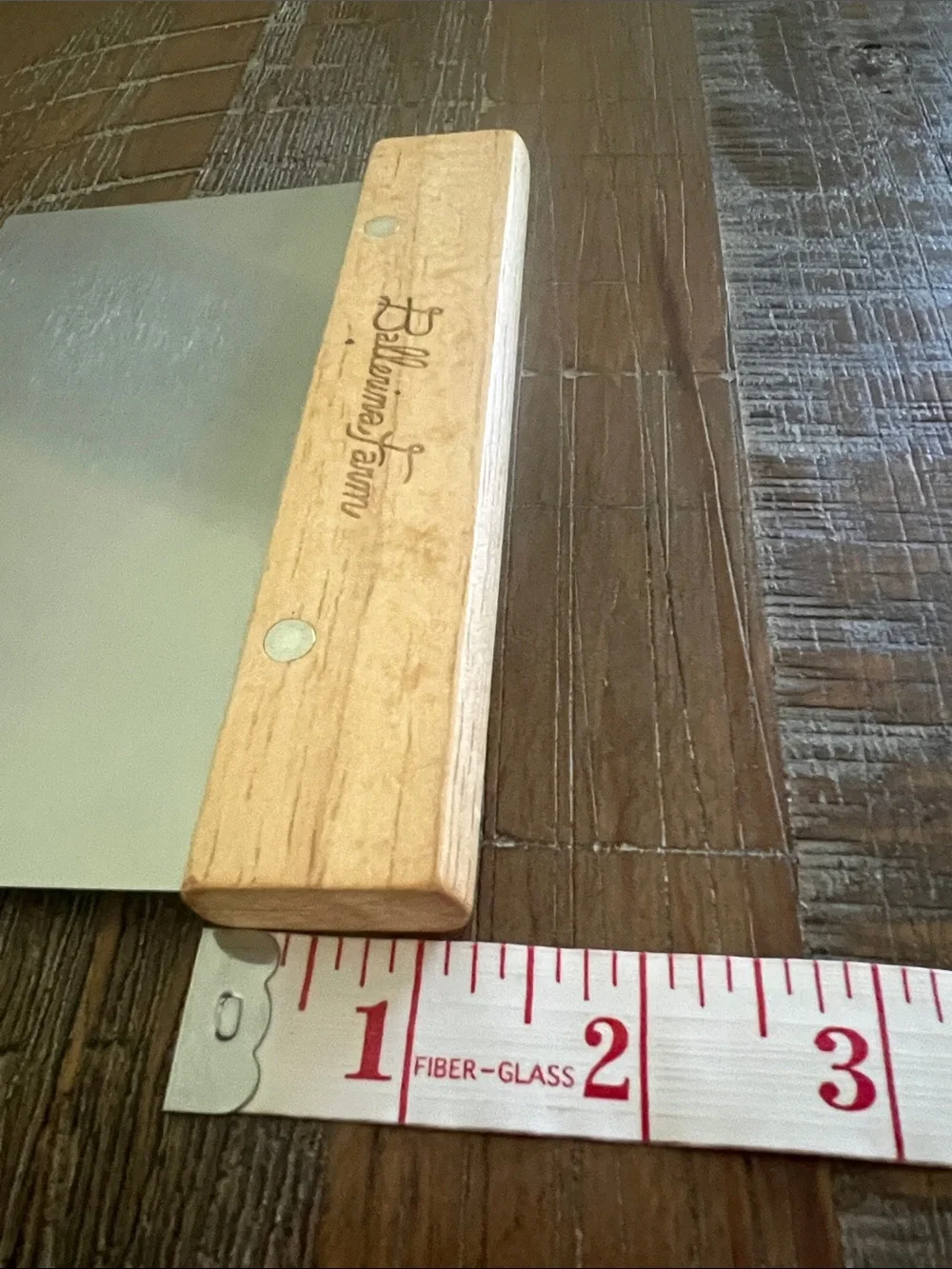 Ballerina Farm branded pastry dough bench scraper features a stainless steel